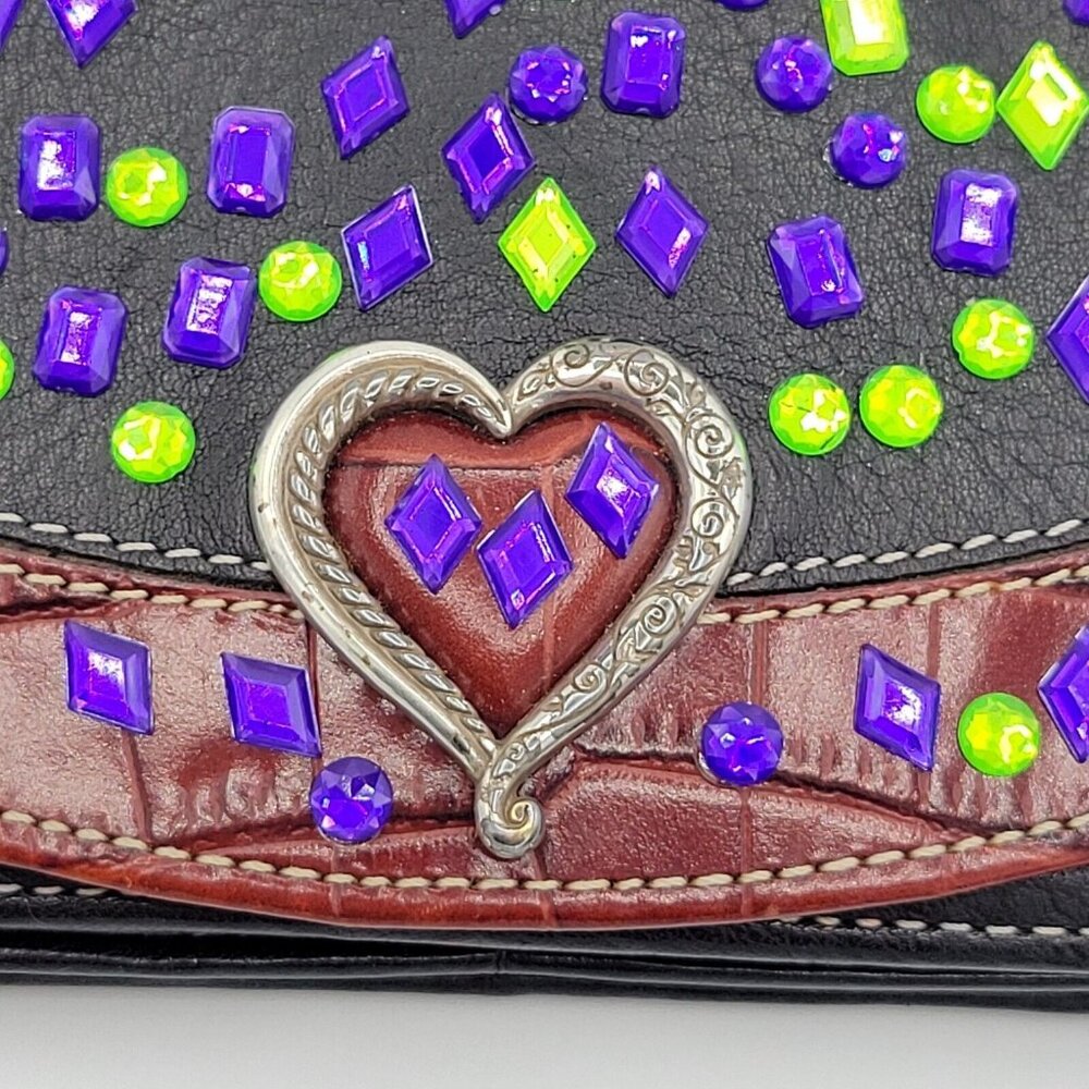 Brighton Multi Colored Bejeweled Wallet Purse Missing Strap Boho Dressy - Picture 2 of 12